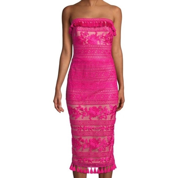 Tadashi Shoji Dresses & Skirts - Tadashi Shoji Pink Strapless Tassel Cocktail Dress